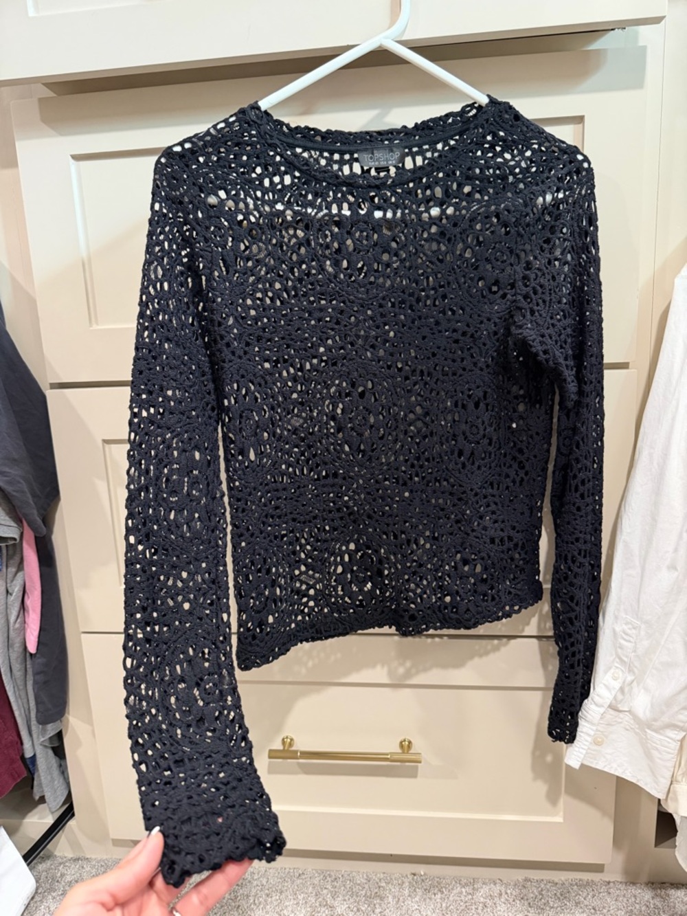 Topshop Black Crochet Swim Coverup